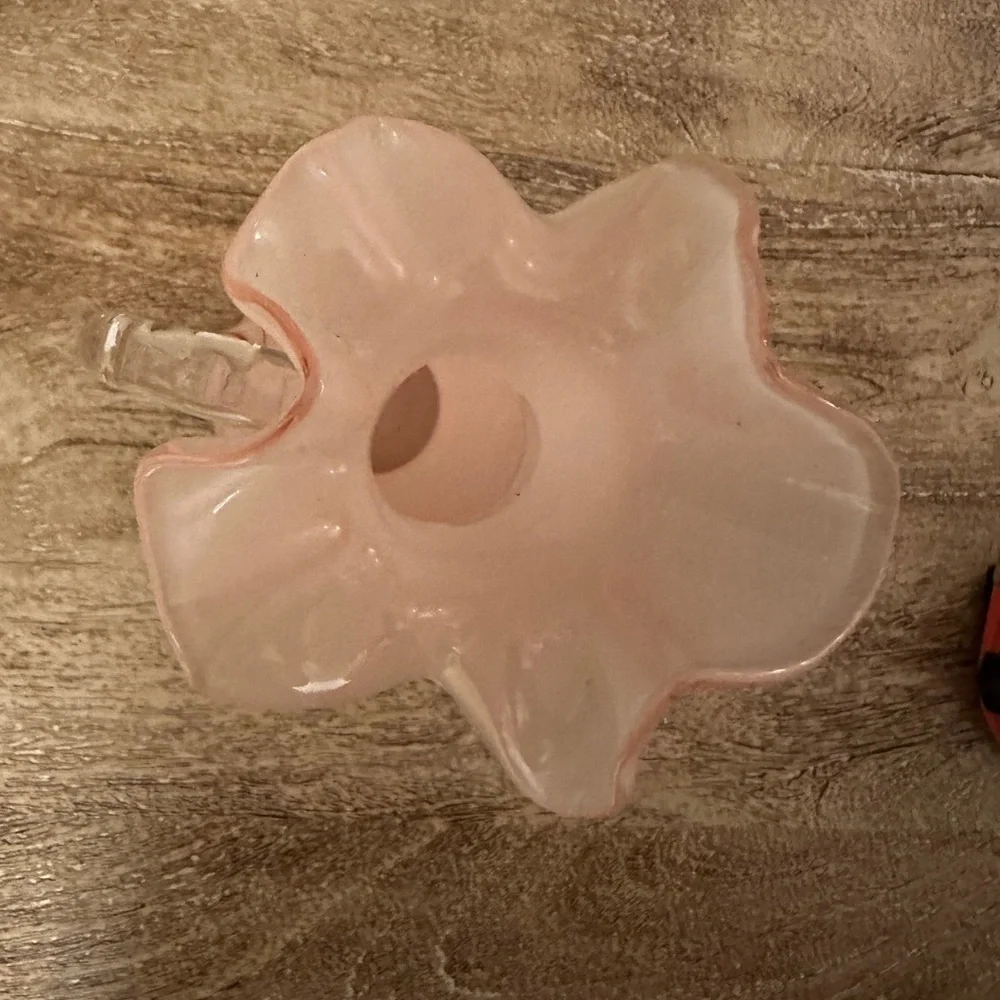 Rose Pink Ruffled Edge Pitcher Vase With Handle